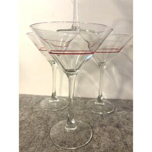 4 Red Swirl 6 5/8" Tall Martini Glasses  # 3184